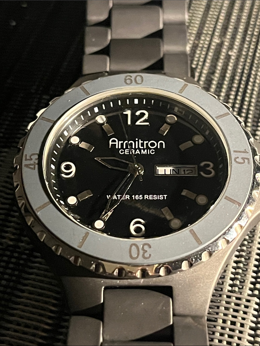Armitron Black and Silver Ceramic Bracelet Watch